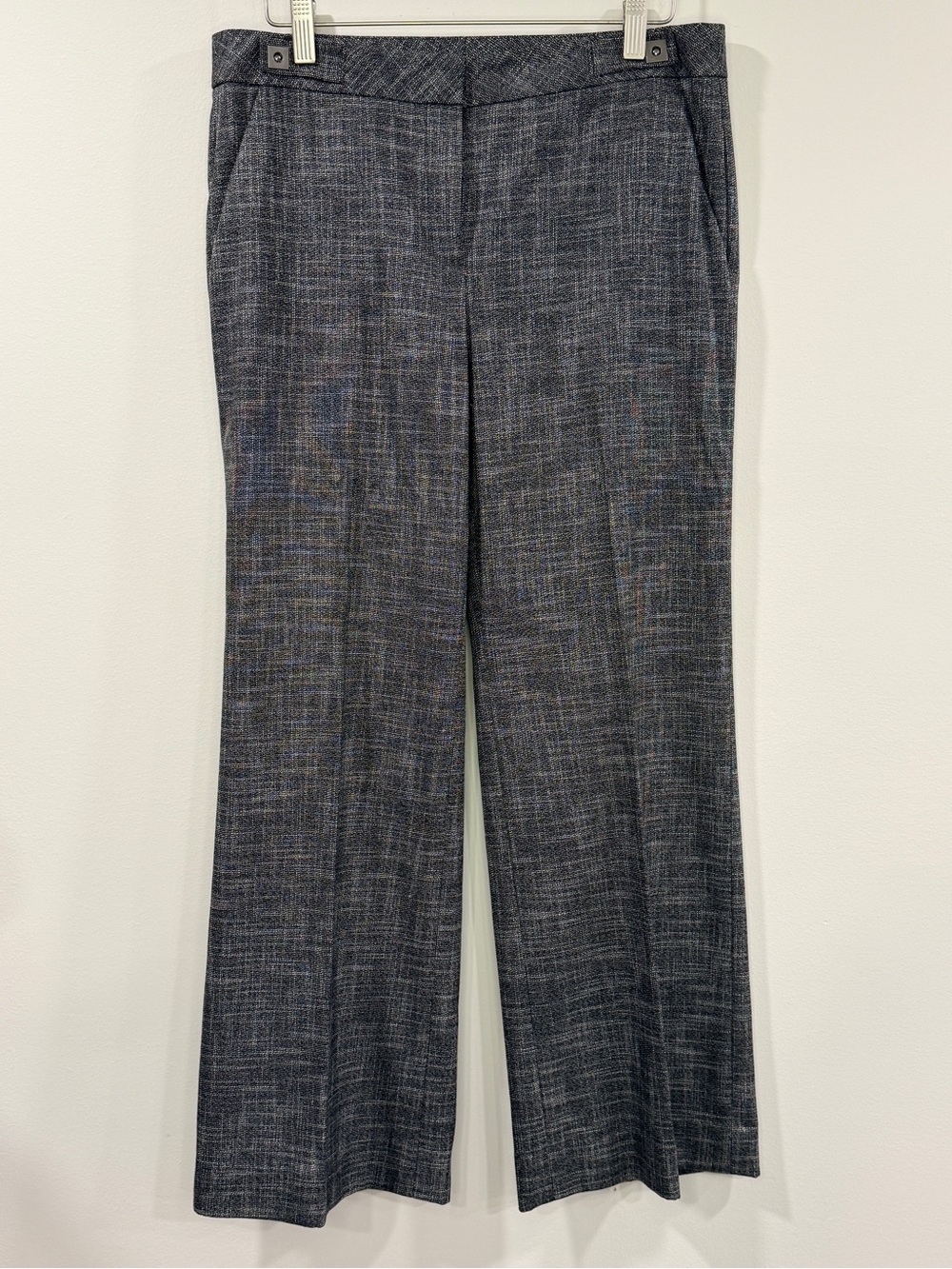 Classiques Entier Womens Wide-Leg Dress Pants in Charcoal Crosshatch Size 8